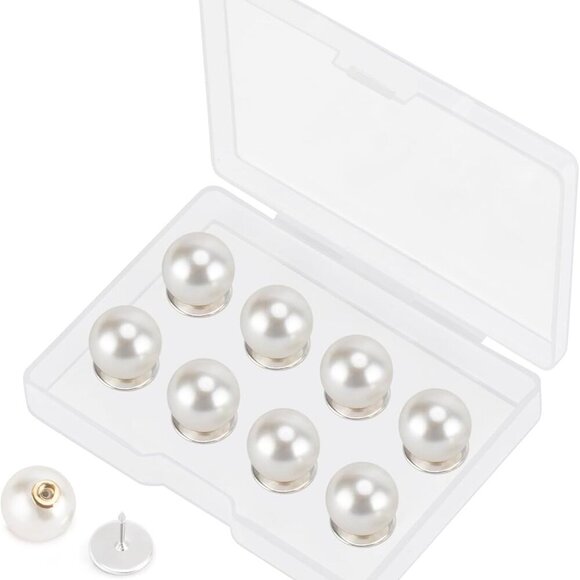 8 Sets 12mm No-sew Pearl Buttons, Detachable Reusable Pins, Fixed Brooches, DIY - Picture 1 of 6
